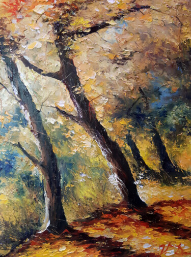 Картина под названием "Golden forest" - Vladislav Dmitrijev, Подлинное произведение искусства, Масло