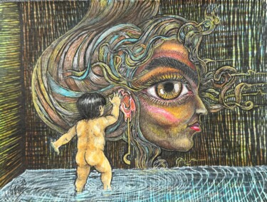 Pittura intitolato "Childhood dreams" da Hossein Dindar, Opera d'arte originale, Acrilico