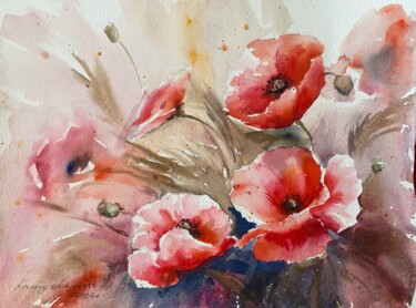 "Poppies (2024)" başlıklı Tablo Daria Kamishanova tarafından, Orijinal sanat, Suluboya