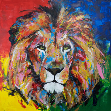 绘画 标题为“Title 'LION'” 由Tomoya Nakano, 原创艺术品, 丙烯 安装在木质担架架上