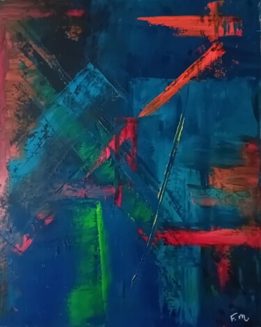 Pittura intitolato "Immersion calculée" da Michel Forest, Opera d'arte originale, Olio Montato su Telaio per barella in legno