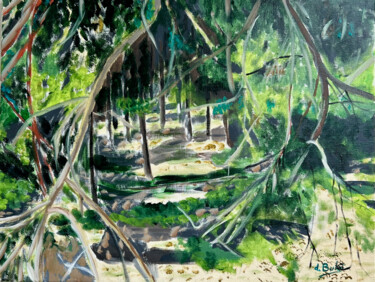 Peinture intitulée "Sous la Pinède des…" par Daniel Bukō, Œuvre d'art originale, Huile Monté sur Châssis en bois