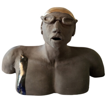 Sculptuur getiteld "Il nuotatore" door Valentina Marras, Origineel Kunstwerk, Klei