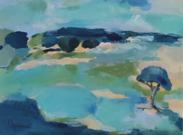 Peinture intitulée "Pins sous le ciel a…" par Myriam Delarue-Assan, Œuvre d'art originale, Acrylique Monté sur Châssis en bo…