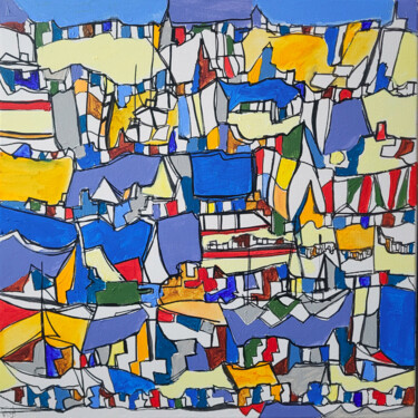 Peinture intitulée "Pays ternaire" par Muriel Cayet, Œuvre d'art originale, Acrylique Monté sur Châssis en bois