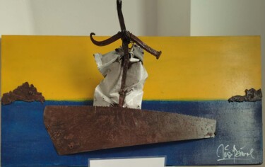 Collages intitolato "VELERO 2" da Luis Manuel Ruiz, Opera d'arte originale, Collages Montato su Pannello di legno