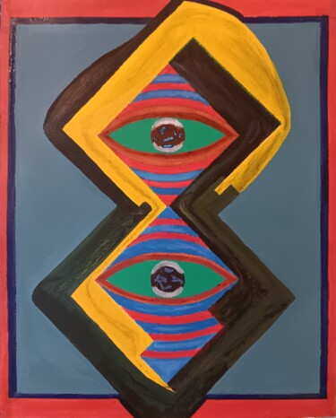 Peinture intitulée "Regard 2001" par David Julien, Œuvre d'art originale, Huile