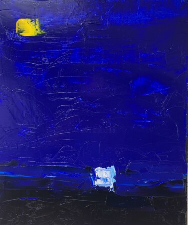 Peinture intitulée "Au-Delà de la Nuit" par Philippe Petit, Œuvre d'art originale, Huile Monté sur Châssis en bois