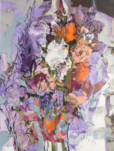 Pittura intitolato "Gladioli" da Yelena Ralina, Opera d'arte originale, Olio