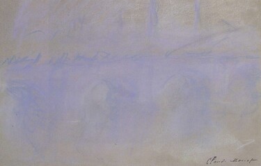 Painting titled "Waterloo Bridge 9" by Claude Monet, Original Artwork, Pastel