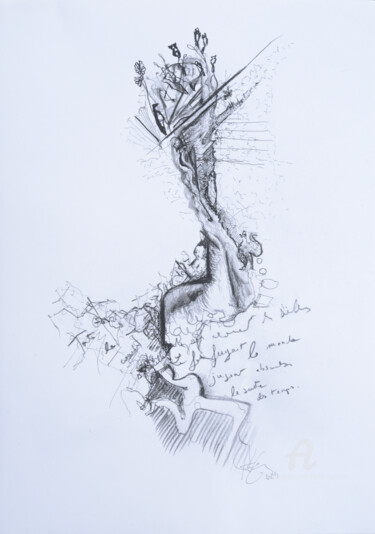 Dessin intitulée "La suite des temps…" par André Le Corre, Œuvre d'art originale, Encre