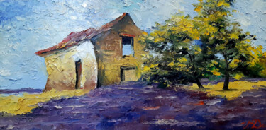 Картина под названием "Old house and laven…" - Vladislav Dmitrijev, Подлинное произведение искусства, Масло
