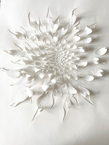 Escultura intitulada "Fleur texture" por Simao, Obras de arte originais, Papel Montado em Vidro
