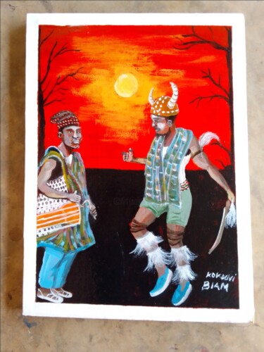 绘画 标题为“Danse traditionnelle” 由Kokouvi Essénam Biam, 原创艺术品, 丙烯