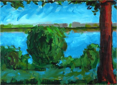 Malerei mit dem Titel "Elbe bei Teufelsbrü…" von Detlef Lemme (Farbenkugel), Original-Kunstwerk, Acryl