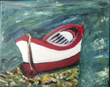 Peinture intitulée "Barque blanche" par Maria Helena De  Macedo  Benier, Œuvre d'art originale, Acrylique