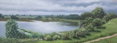 River Bank Painting Landscape Original Art Forest Wall Art Painting titled "River Bank Painting…" by Anzhelika Izzi, Original Artwork, Oil