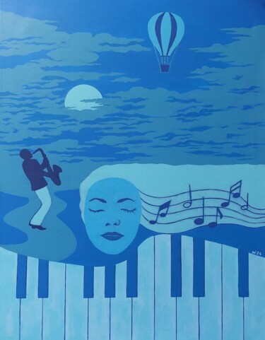Błękitna Rapsodia Pittura intitolato "Błękitna Rapsodia" da Waldemar Wojtowicz, Opera d'arte originale, Acrilico