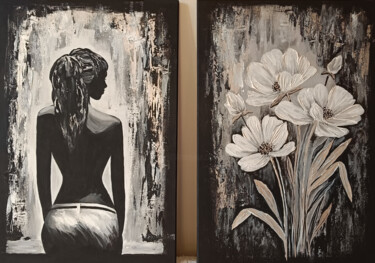 绘画 标题为“Diptych Looking out…” 由Yuliya Zhuk, 原创艺术品, 丙烯 安装在木质担架架上