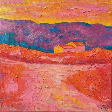 Painting titled "Luberon" by Lionel Le Jeune, Original Artwork, Oil Mounted on Wood Stretcher frame