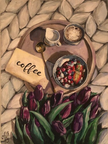 Pintura titulada "Café" por Alexandra Uryasova, Obra de arte original, Acrílico