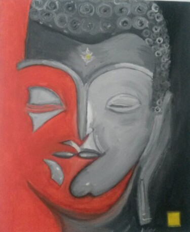 Peinture intitulée "Boudha 40" par Annie Vivies, Œuvre d'art originale, Huile Monté sur Châssis en bois