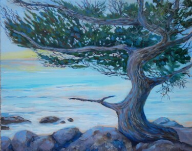 Pittura intitolato "Blue Cypress" da Joy Parks Coats, Opera d'arte originale, Acrilico Montato su Telaio per barella in legno