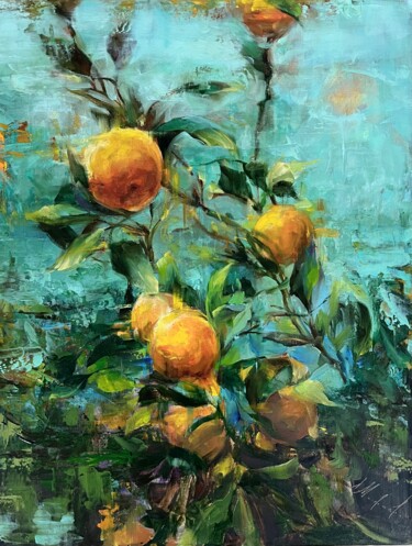 ORANGES - DELIGHTFUL PROVENCE Painting titled "ORANGES - DELIGHTFU…" by Elena Mashajeva-Agraphiotis, Original Artwork, Oil Mounted on Wood Stretcher frame