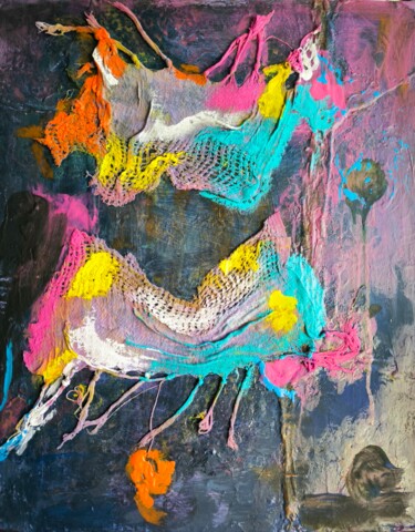 Malarstwo zatytułowany „Confronto” autorstwa Carlos Marques, Oryginalna praca, Akryl Zamontowany na Drewniana rama noszy