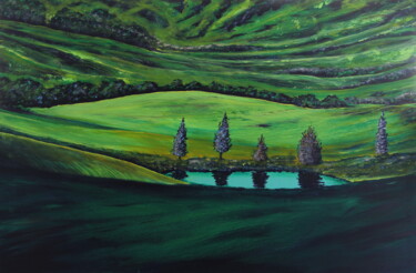 제목이 "Altai Pond"인 미술작품 Serguei Borodouline로, 원작, 아크릴