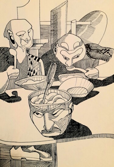 图画 标题为“Поедатели мозгов” 由Alexey Zhucovsky, 原创艺术品, 墨