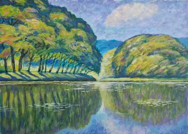 Teteriv River Painting titled "Teteriv River" by Valerii Oliinyk, Original Artwork, Acrylic