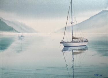 Silent Waters A Sailboat’s Repose. "Silent Waters A Sai…" başlıklı Tablo Erkin Yılmaz tarafından, Orijinal sanat, Suluboya
