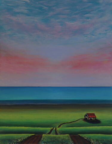 Malerei mit dem Titel "Barn" von Serguei Borodouline, Original-Kunstwerk, Acryl