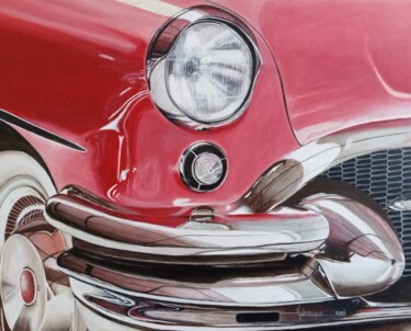 绘画 标题为“Devant de voiture a…” 由Helene Labrecque, 原创艺术品, 丙烯 安装在木质担架架上