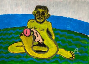 Plaster. A mental hospital. The Yellow man 제목이 "Plaster. A mental h…"인 그림 Waldemar Pars로, 원작, 아크릴