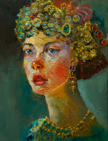 제목이 "girl in gold"인 미술작품 Pavel Filin로, 원작, 기름