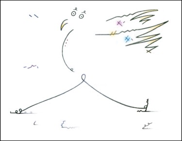 LE GRAND ÉCART ZÉROZOÏSTE Dessin intitulée "LE GRAND ÉCART ZÉRO…" par François-Pierre Bleau (Dit Zéro Zoo), Œuvre d'art originale, Crayon