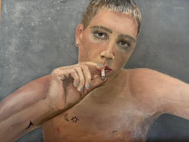 Portrait of a beautiful boy - Öl auf Malpappe, 2024