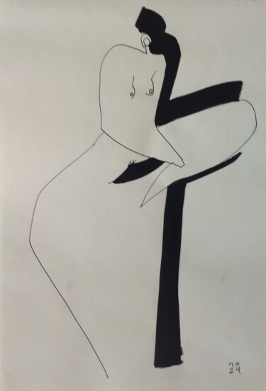 绘画 标题为“Nude on the chair” 由Pavlo Ponomarenko, 原创艺术品, 丙烯