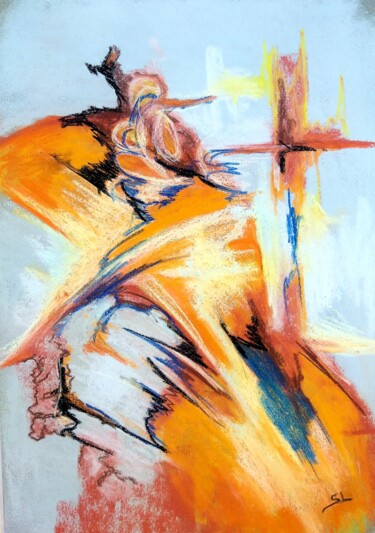 绘画 标题为“Abstrait Orange et…” 由Sandrine Lefebvre, 原创艺术品, 粉彩