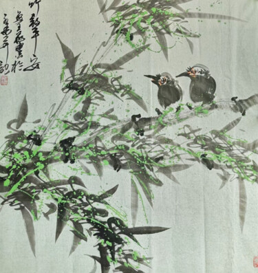 绘画 标题为“鸣翠 | Glorify nature” 由Yi Wang, 原创艺术品, 墨