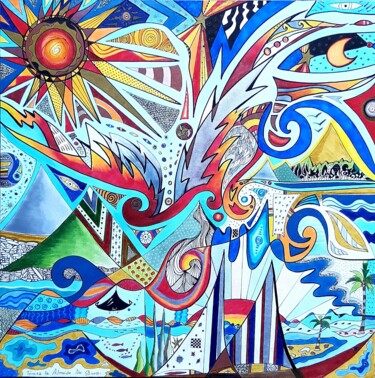 Dessin intitulée "Les ailes du désir" par Tereza De Almeida De Giorgi (Kaomento), Œuvre d'art originale, Encre Monté sur Châ…