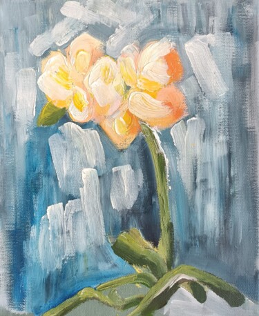Painting titled "Still Life-orchid" by Sanzhi Chieh, Original Artwork, Oil