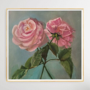 Roses Painting Pink Roses Still Life Floral Original Art "Roses Painting Pink…" başlıklı Tablo Anzhelika Izzi tarafından, Orijinal sanat, Petrol