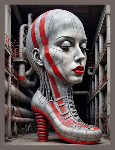 The Shoe Sculpture Model - Urban Gothic Series RG 78 Arte digital titulada "The Shoe Sculpture…" por Daniel Arrhakis, Obra de arte original, Imagen generada por IA