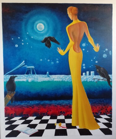 Peinture intitulée "Hélène de Paris" par Peter Lesly, Œuvre d'art originale, Huile Monté sur Châssis en bois