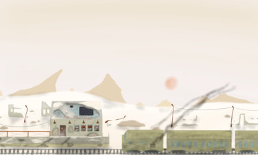 Arts numériques intitulée "Last train" par Andrey Elenev, Œuvre d'art originale, Peinture numérique