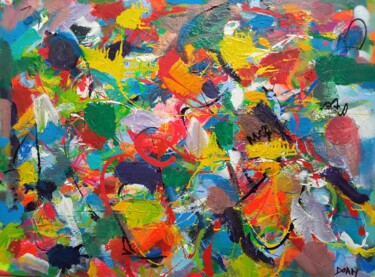 Pittura intitolato "Bal à Bamako" da Doam, Opera d'arte originale, Acrilico Montato su Telaio per barella in legno
