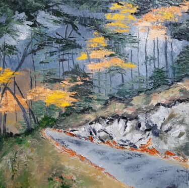 绘画 标题为“Automne en Ardèche…” 由Maryse Curinier-Rochette, 原创艺术品, 油 安装在木质担架架上